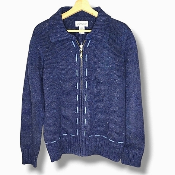 Vintage Y2K Cabin Creek Cardigan L Zip Front Academia Preppy Cabincore NWT - Picture 1 of 8